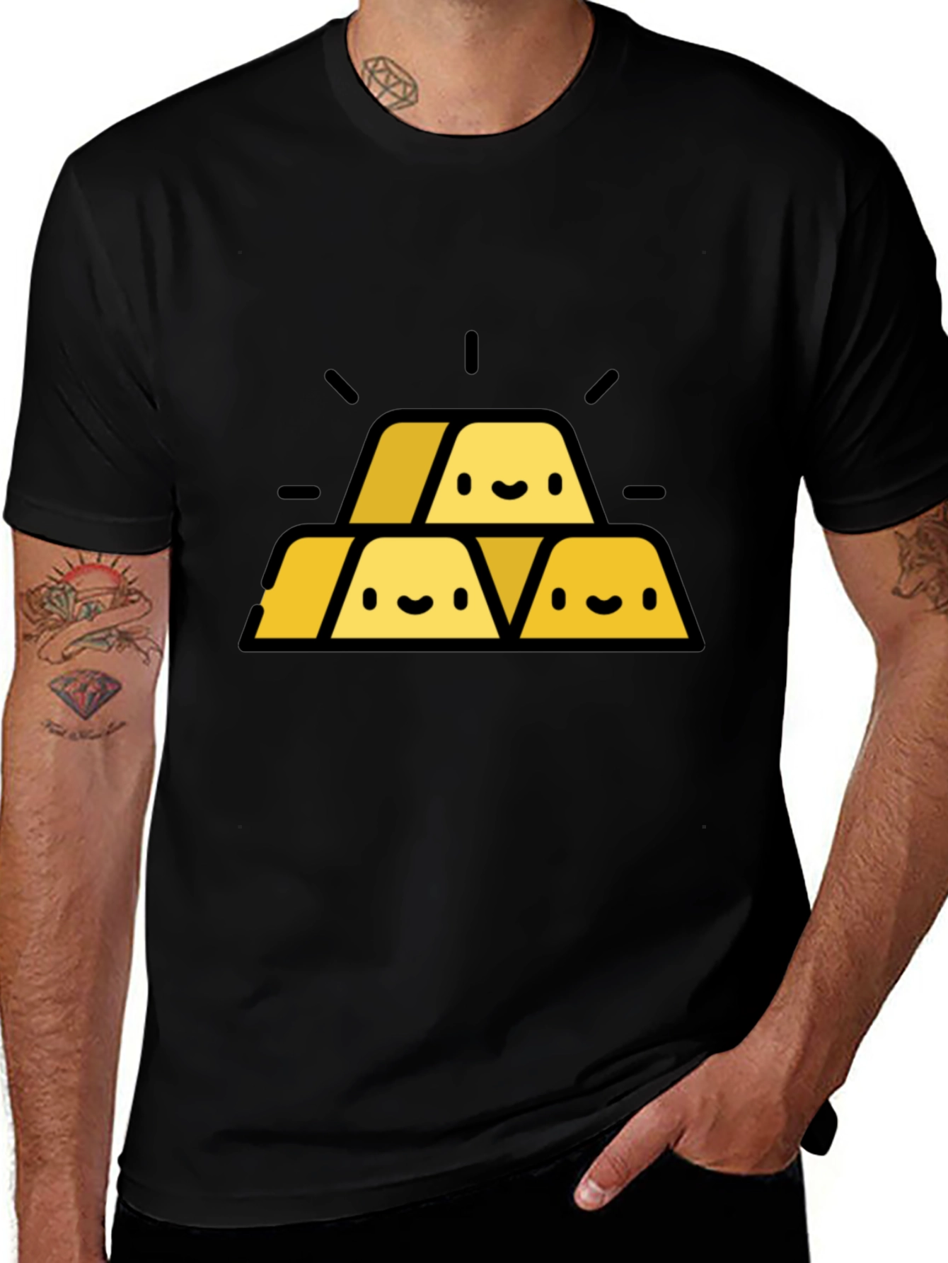 Gold Bars Graphic Tee - Black