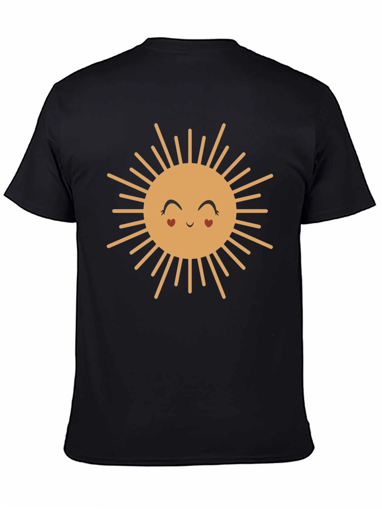 Cute Smiling Sun Graphic Tee - Black