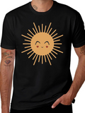 Cute Smiling Sun Graphic Tee - Black
