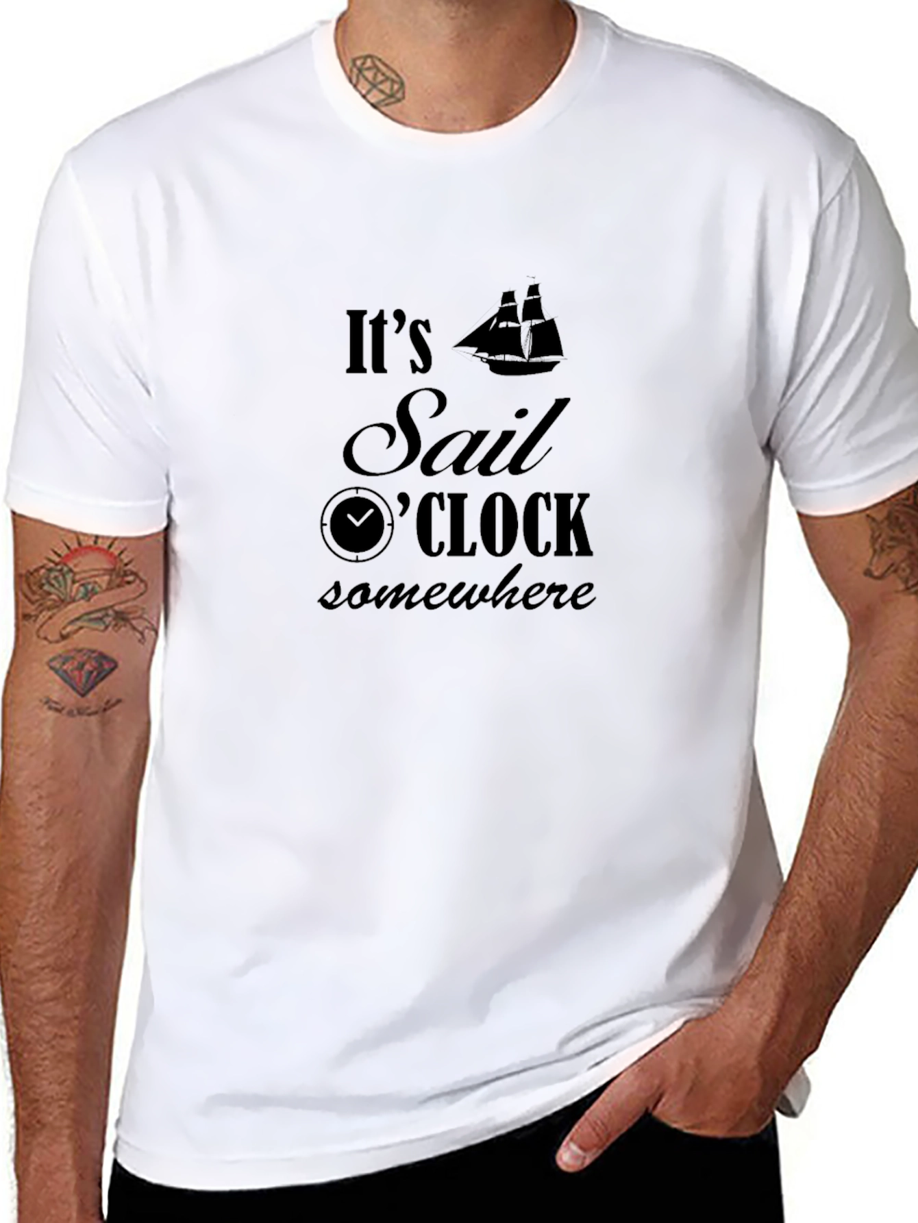 Its Sail OClock Somewhere Black T-Shirt
