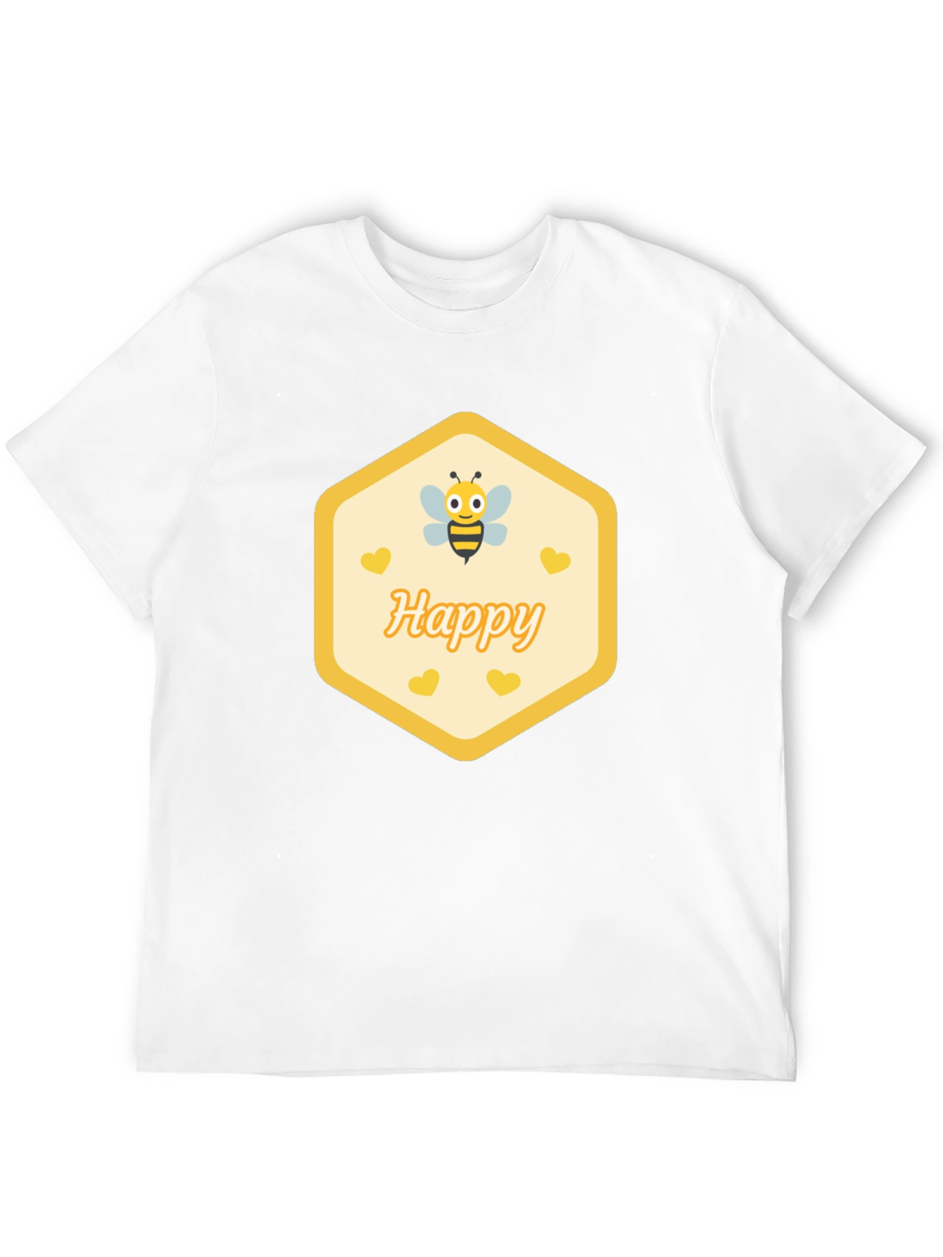 Happy Bee Graphic T-Shirt - Black Casual Cotton Tee