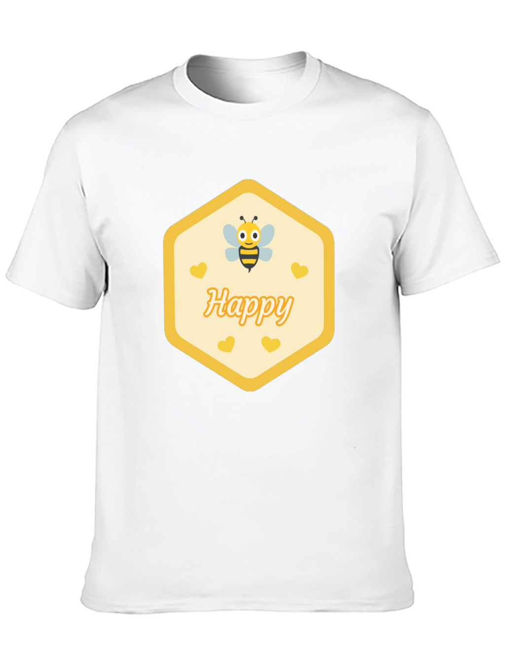 Happy Bee Graphic T-Shirt - Black Casual Cotton Tee