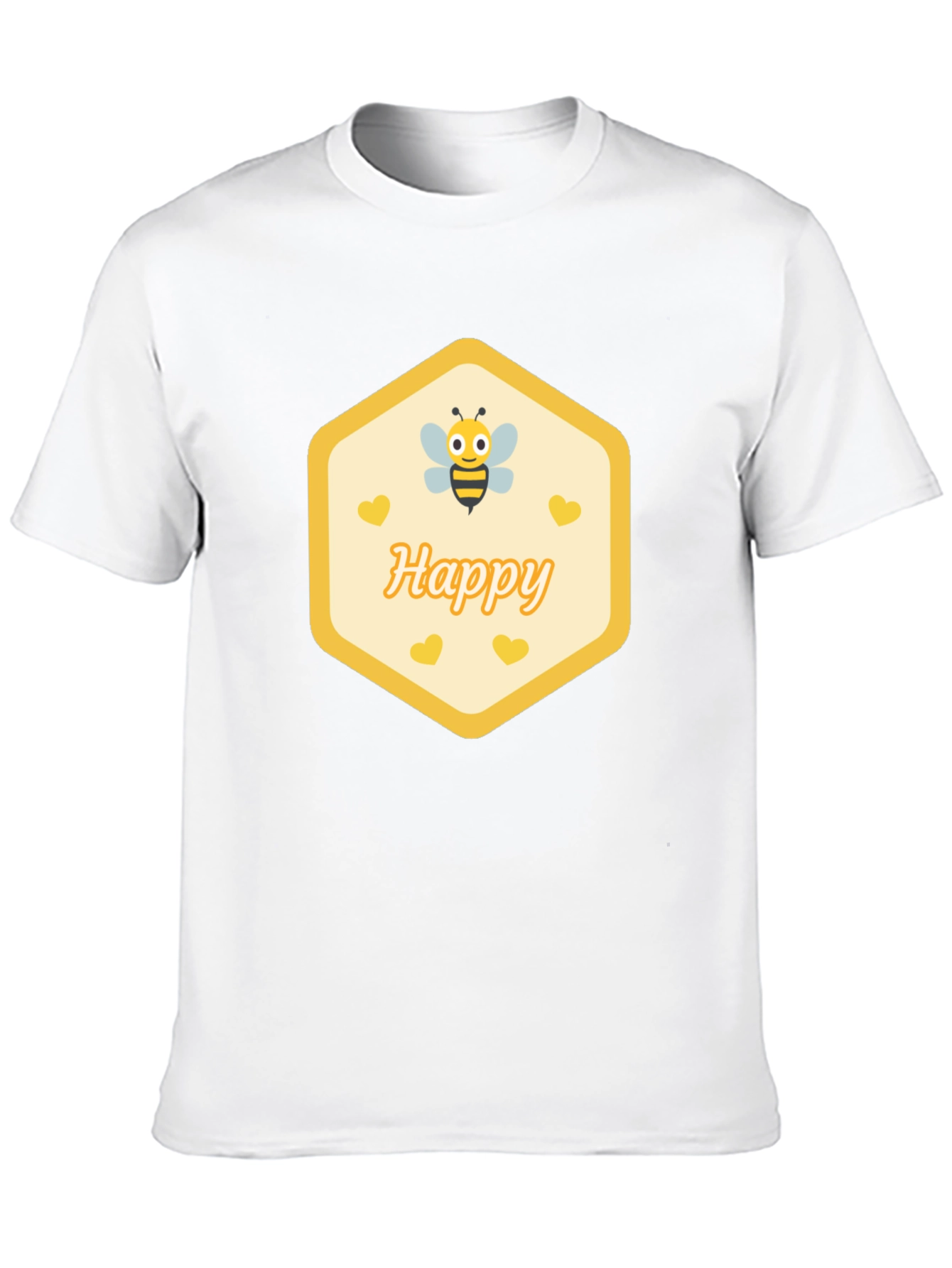 Happy Bee Graphic T-Shirt - Black Casual Cotton Tee