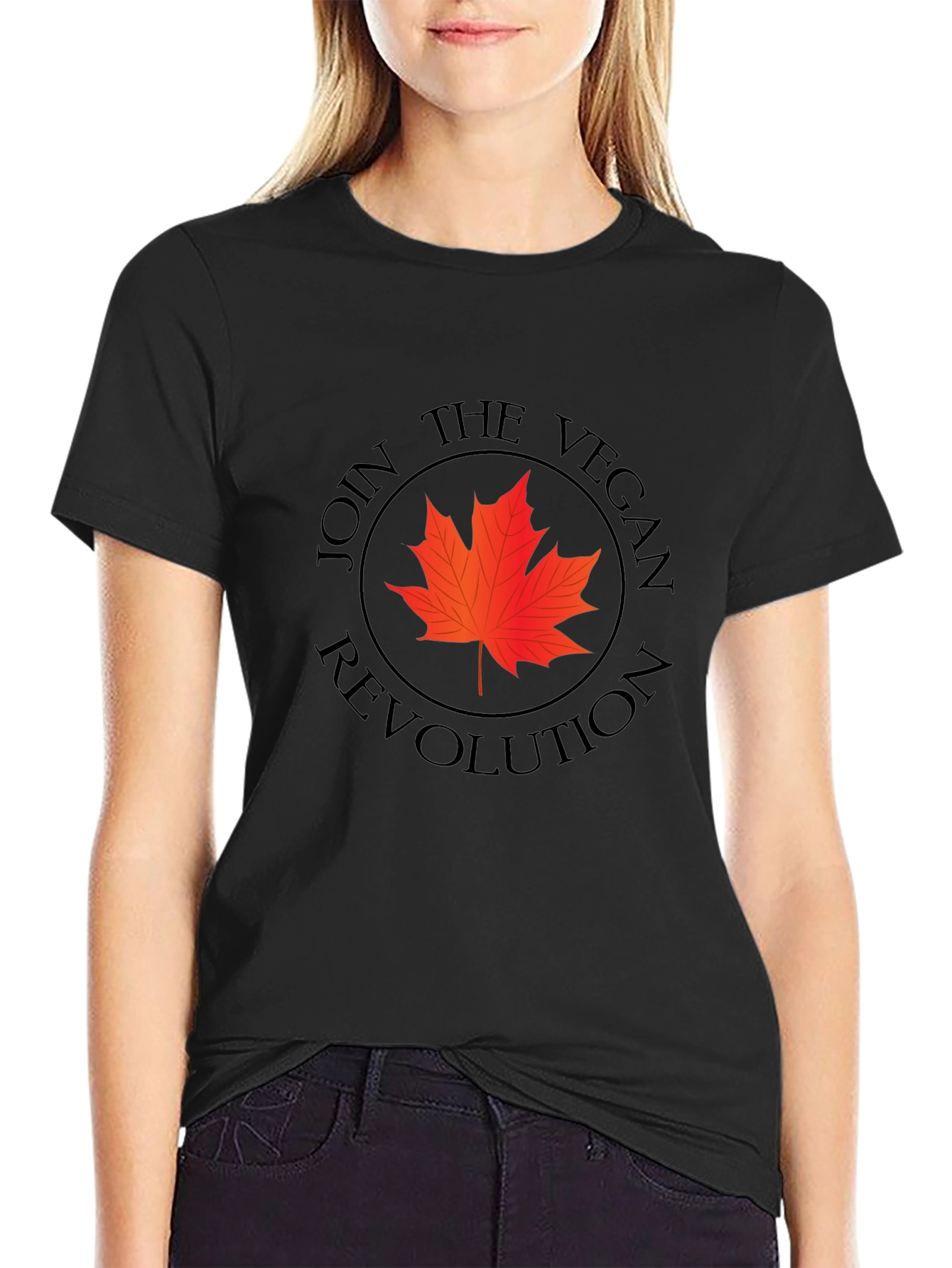 Vegan Revolution T-Shirt - Maple Leaf Design