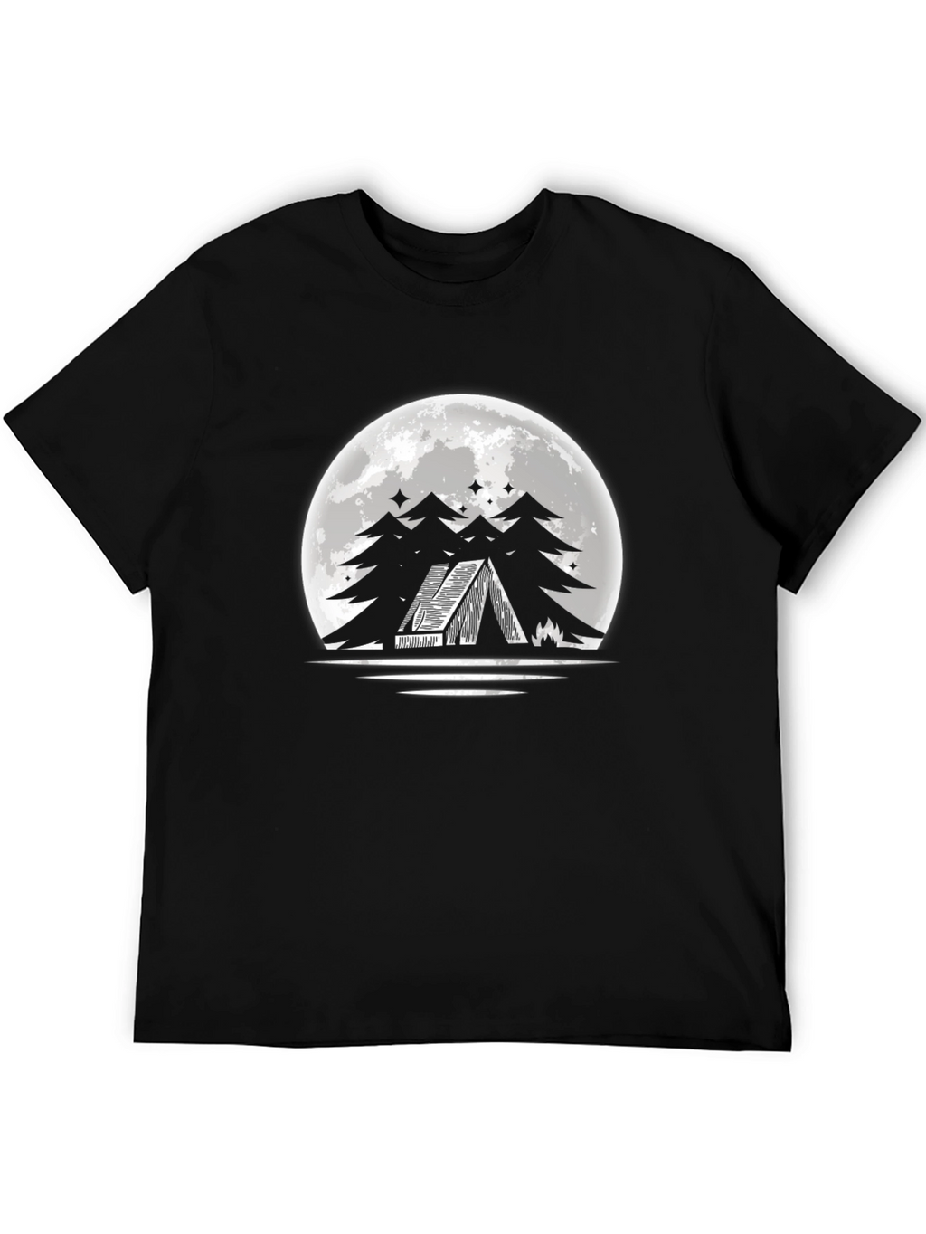 Moonlit Tent T-Shirt - Camping Adventure Design