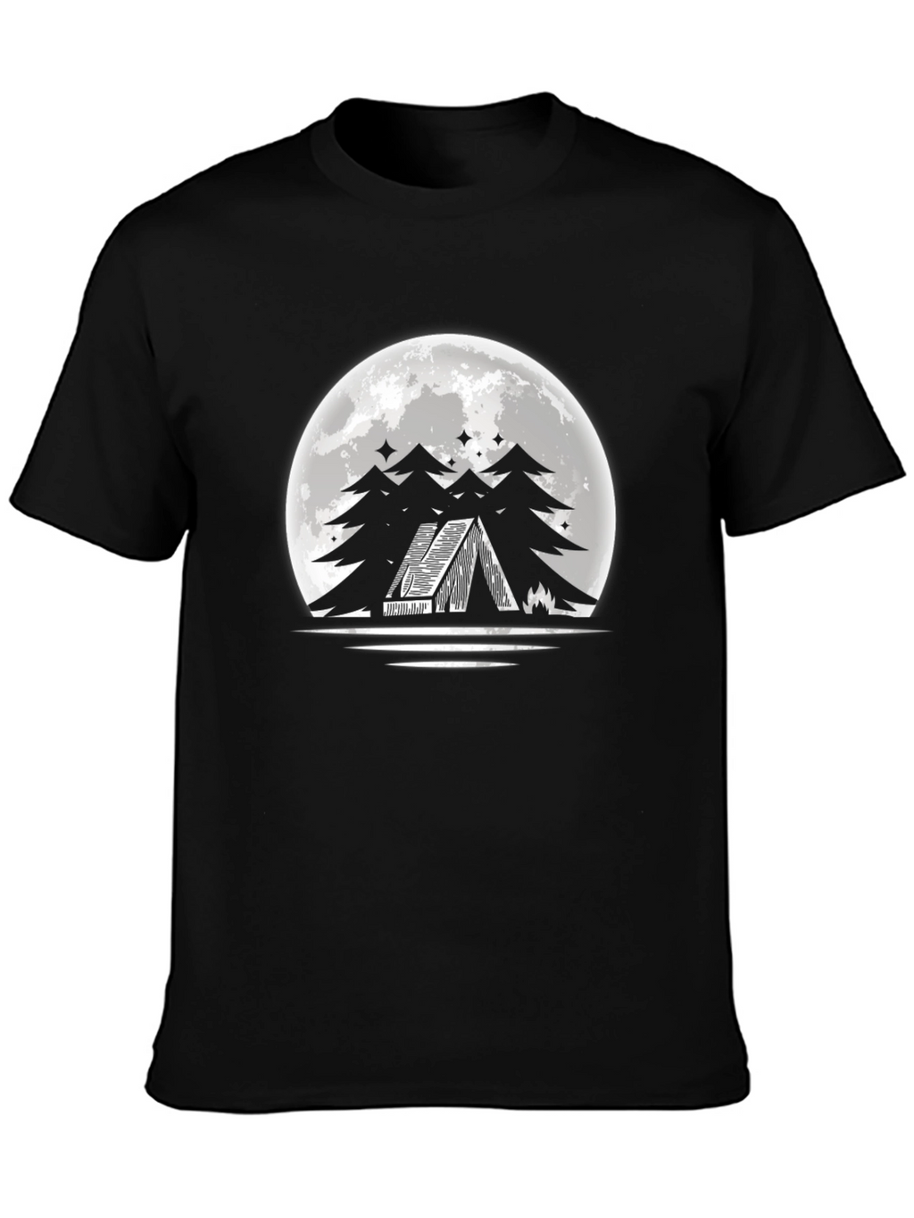 Moonlit Tent T-Shirt - Camping Adventure Design
