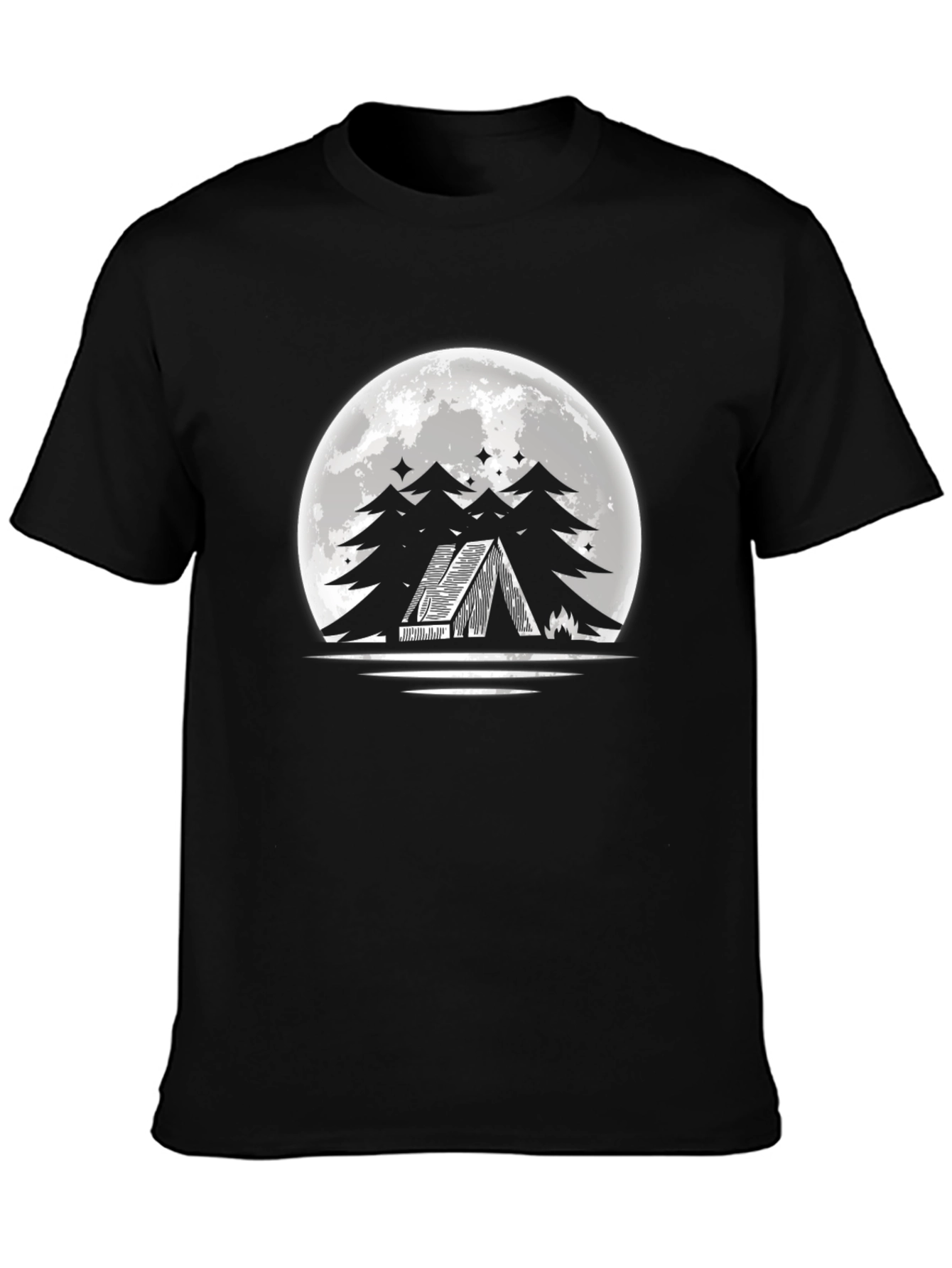 Moonlit Tent T-Shirt - Camping Adventure Design