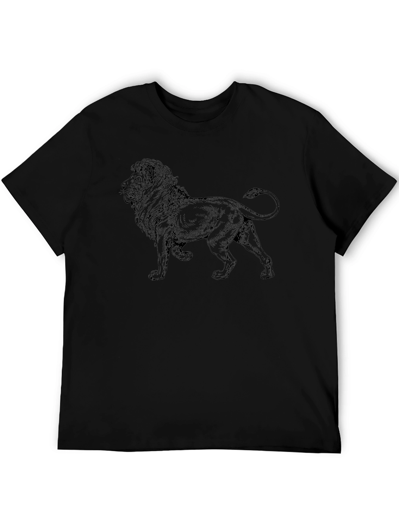 Lion Graphic Black T-Shirt for Men