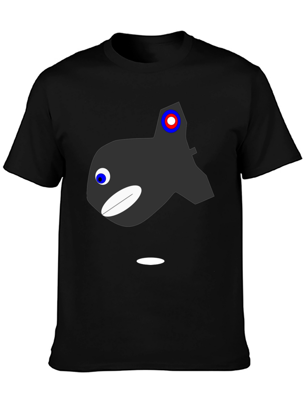 Cartoon Orca Graphic T-Shirt - Black