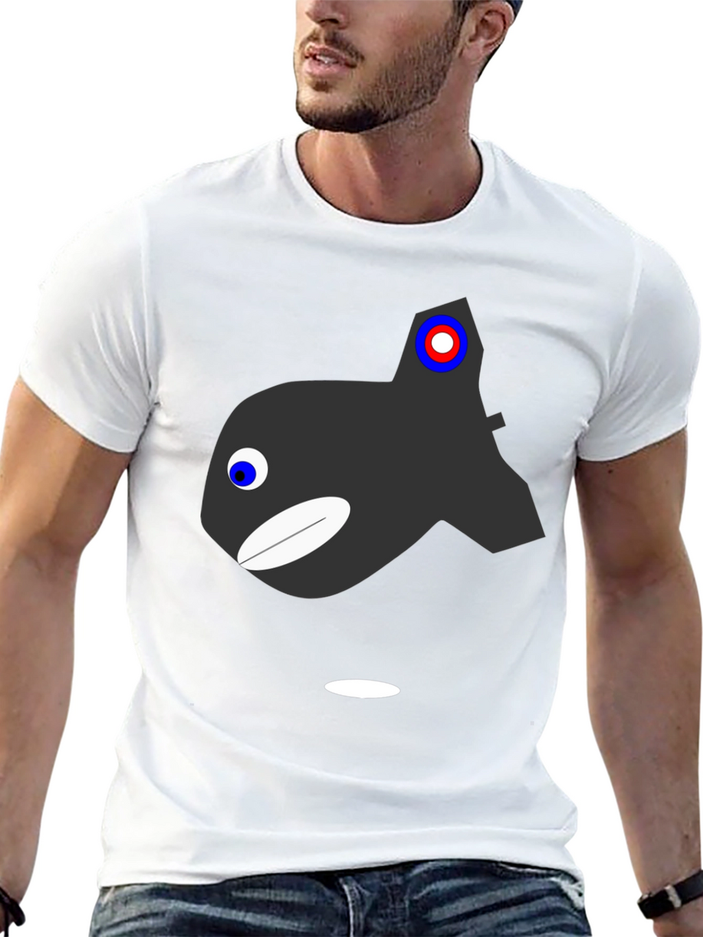 Cartoon Orca Graphic T-Shirt - Black