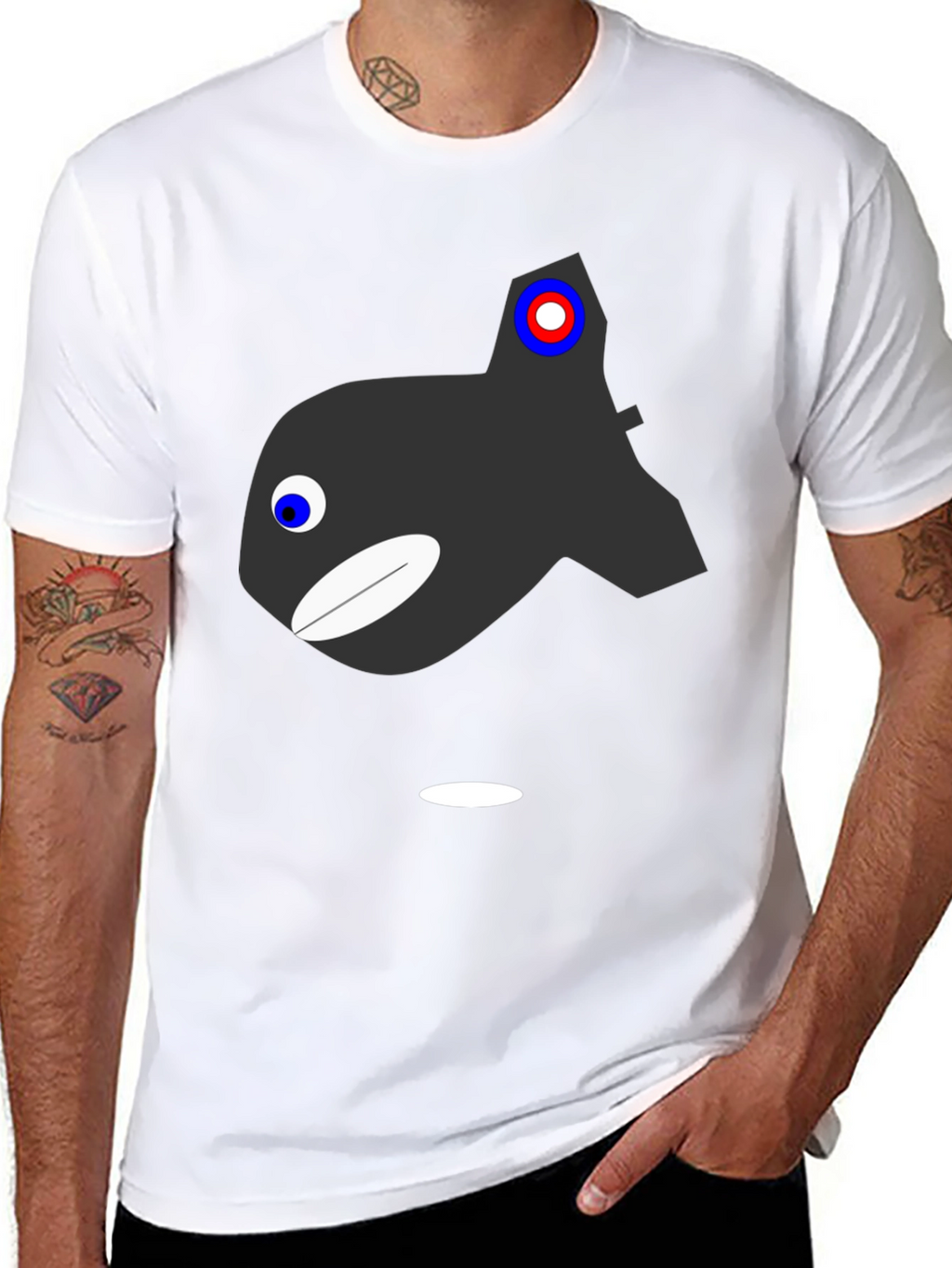 Cartoon Orca Graphic T-Shirt - Black