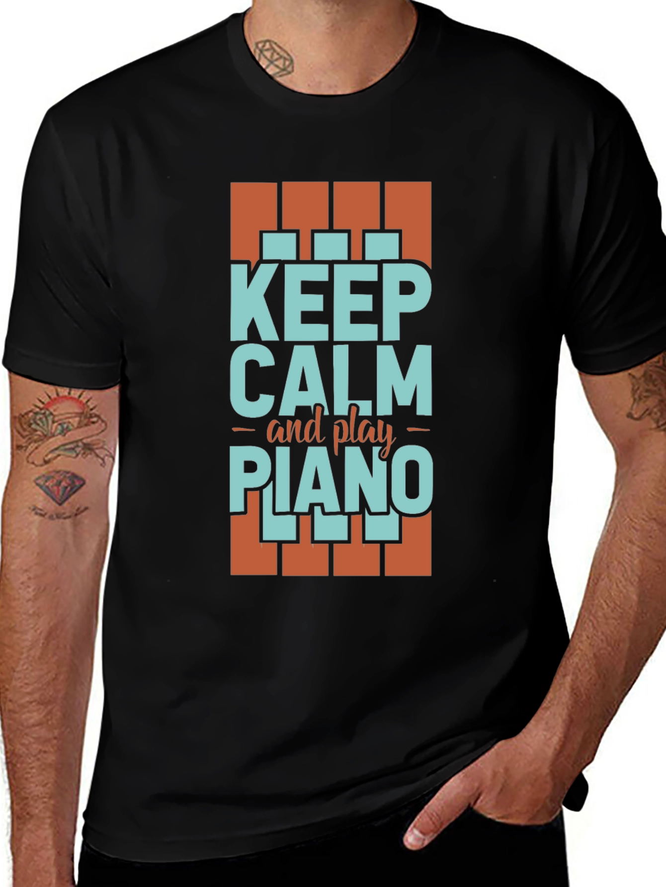 Keep Calm and Play Piano Graphic Tee - Music Lover T-Shirt