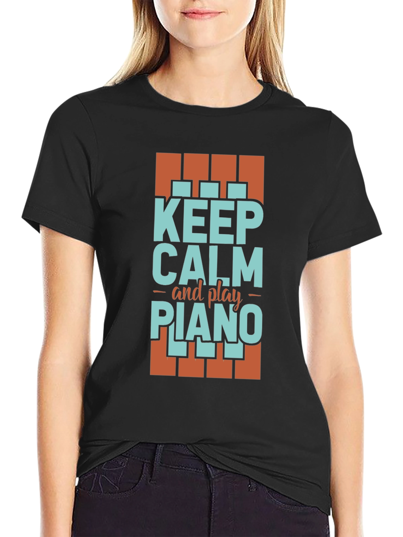 Keep Calm and Play Piano Graphic Tee - Music Lover T-Shirt