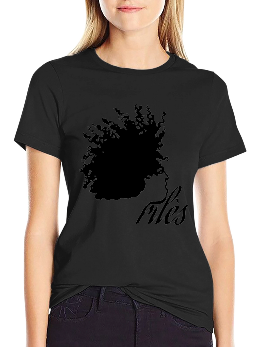 Afro Silhouette rules T-Shirt - Black Cotton Tee