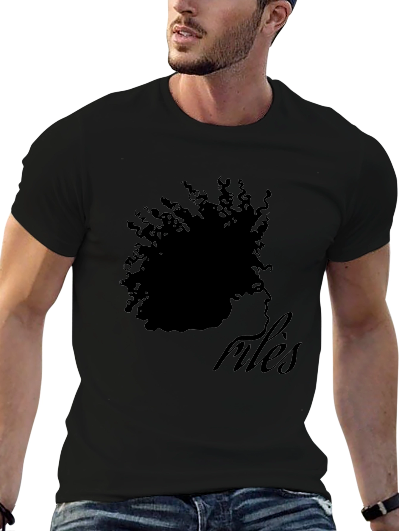 Afro Silhouette rules T-Shirt - Black Cotton Tee