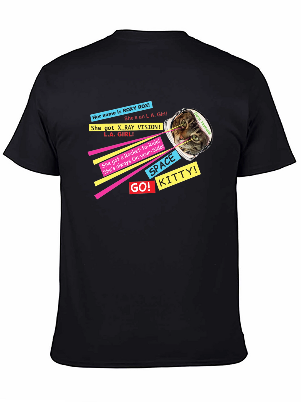 Retro Space Kitty T-Shirt - Save Humans!