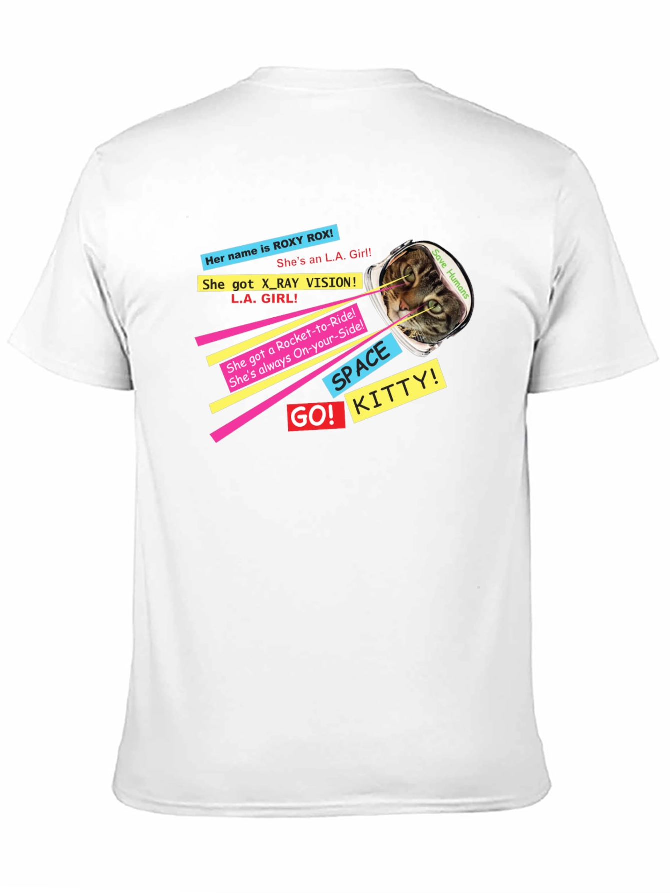 Retro Space Kitty T-Shirt - Save Humans!
