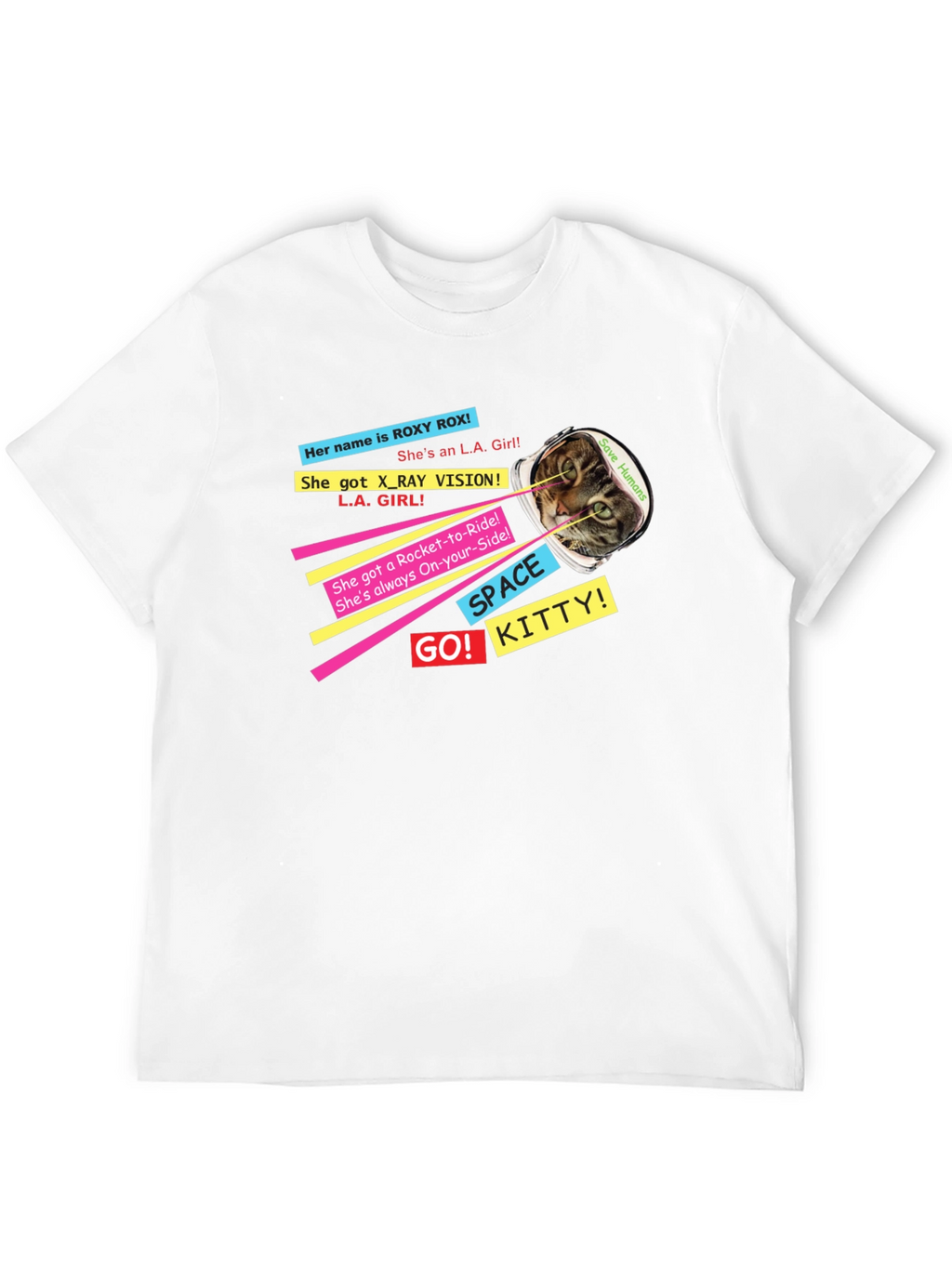 Retro Space Kitty T-Shirt - Save Humans!