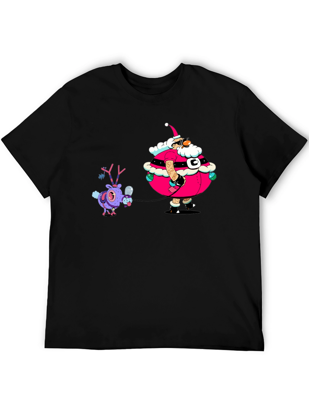 Festive Santa and Reindeer Graphic Tee
