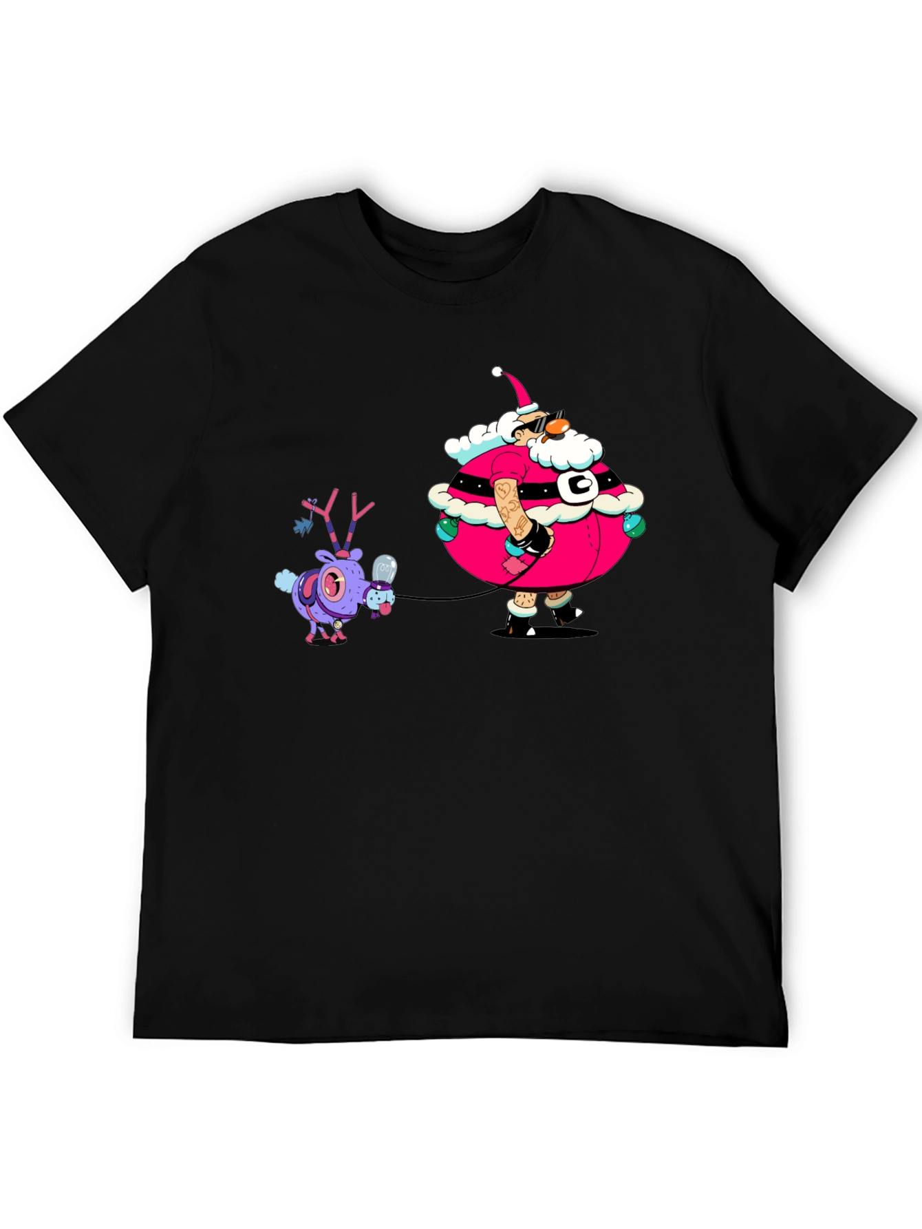 Festive Santa and Reindeer Graphic Tee