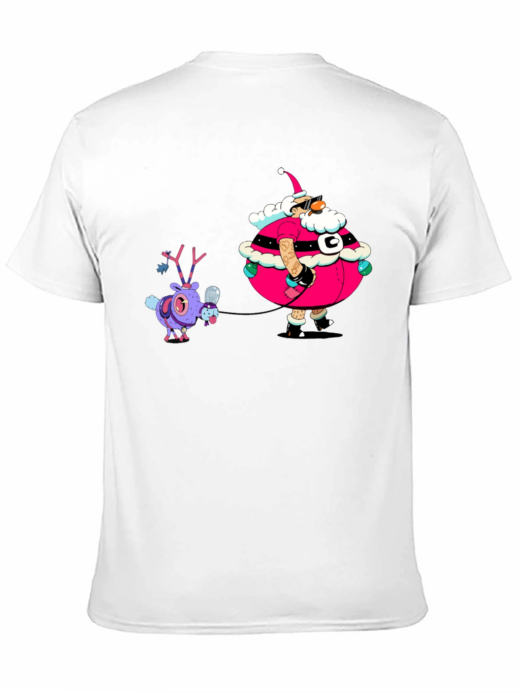 Festive Santa and Reindeer Graphic Tee