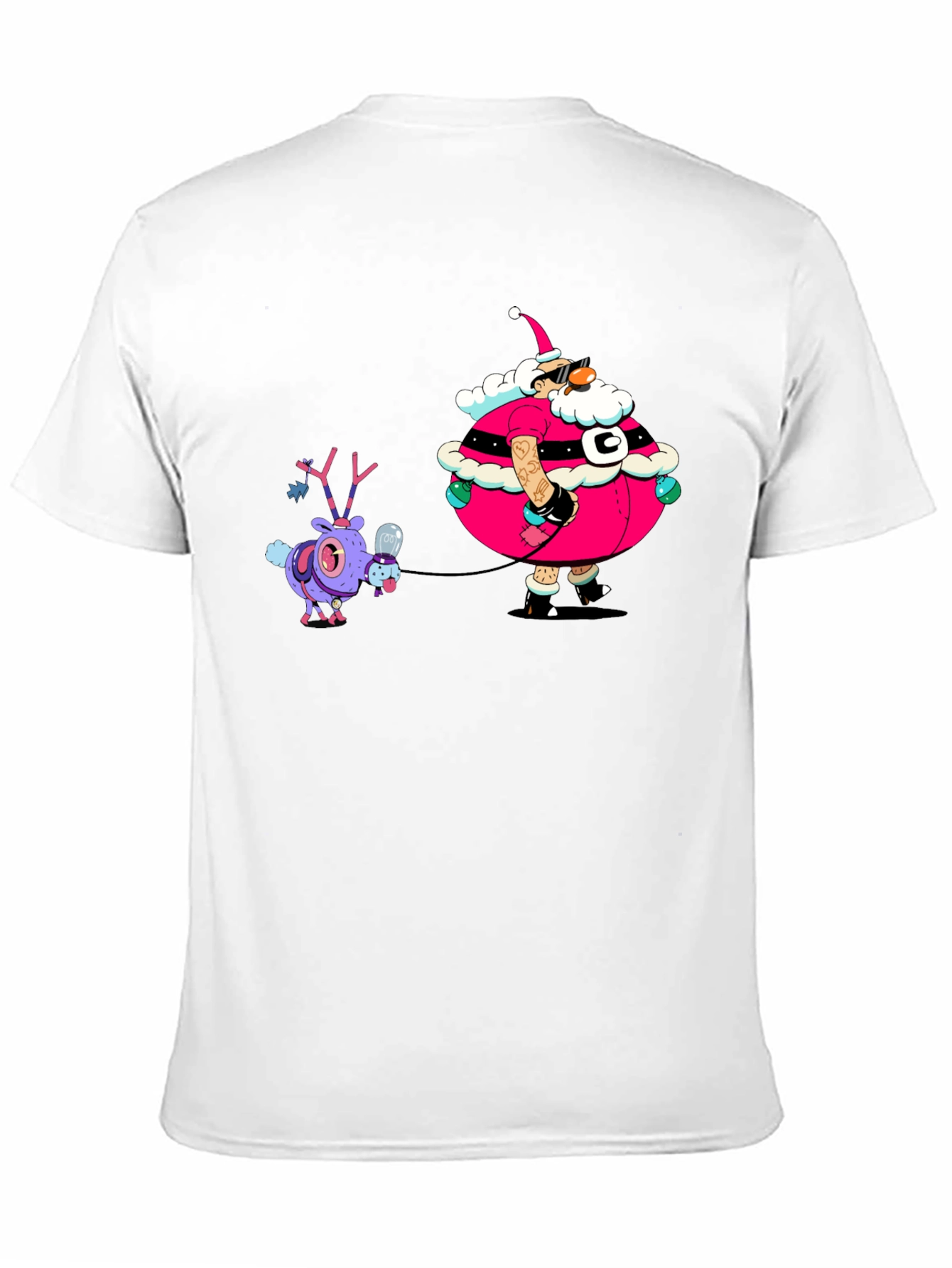Festive Santa and Reindeer Graphic Tee