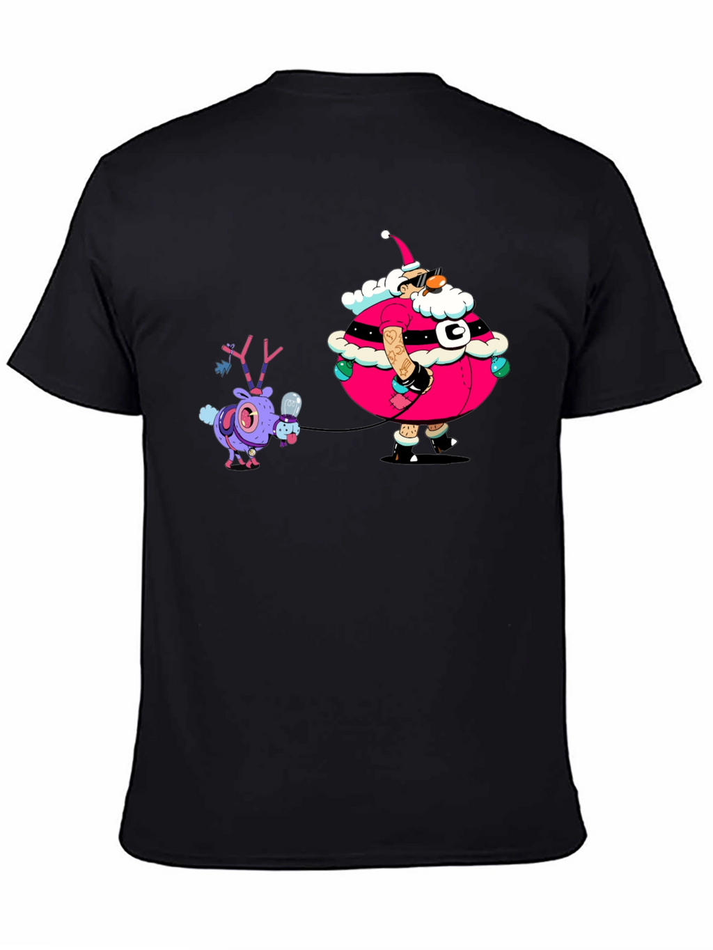Festive Santa and Reindeer Graphic Tee