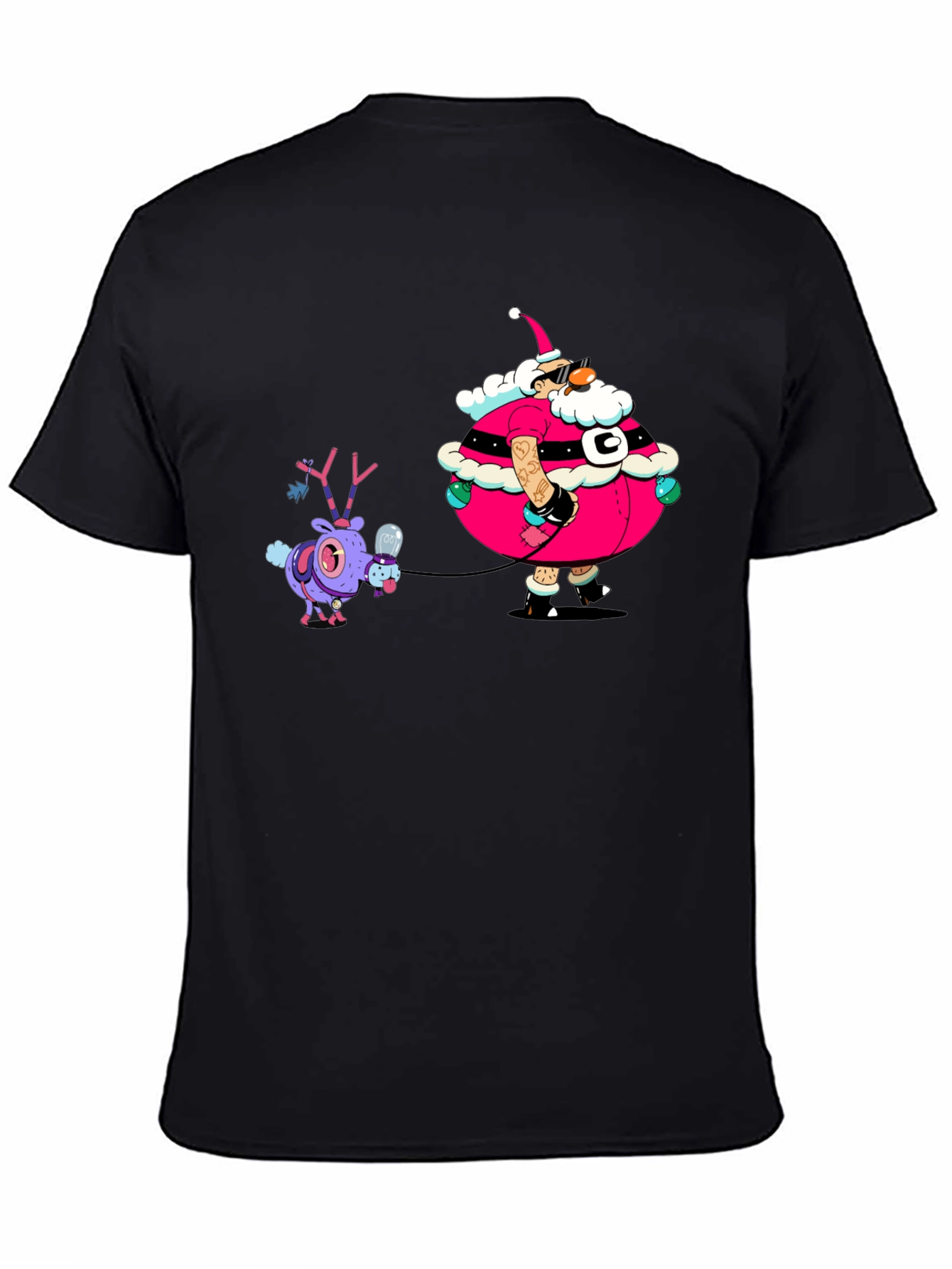 Festive Santa and Reindeer Graphic Tee