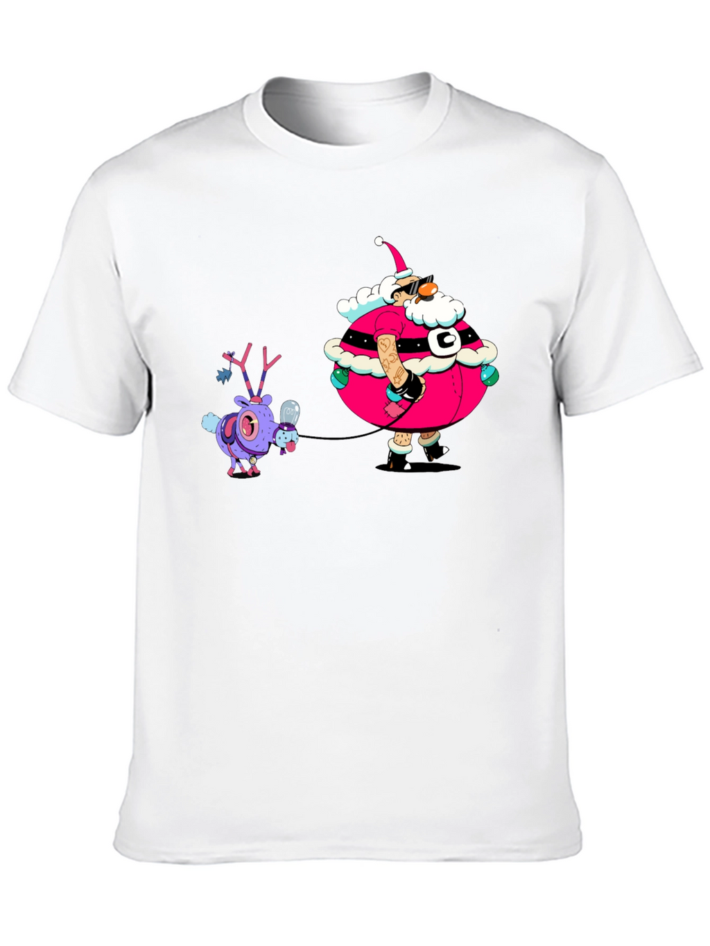Festive Santa and Reindeer Graphic Tee
