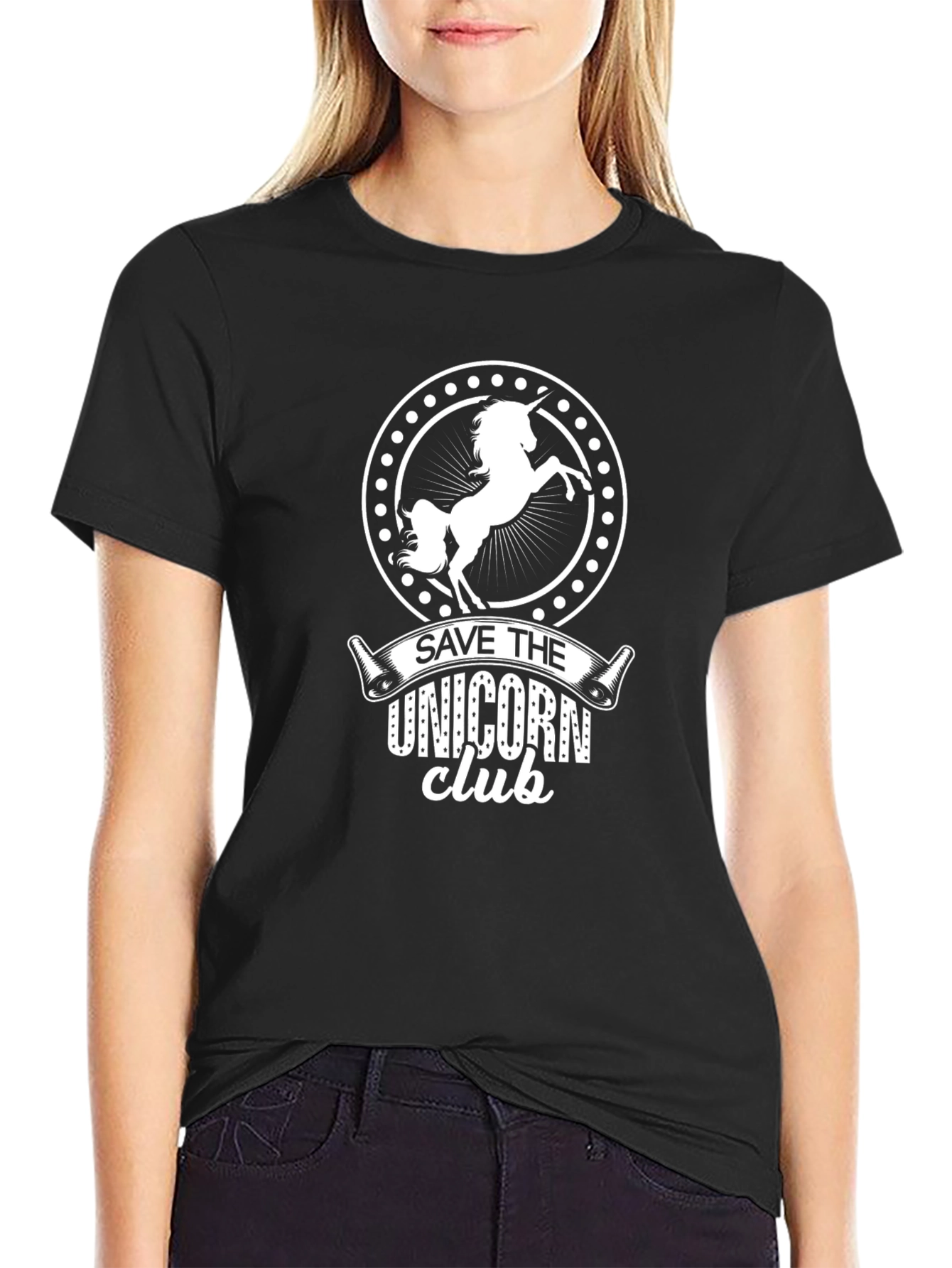 Save the Unicorn Club Black Graphic Tee