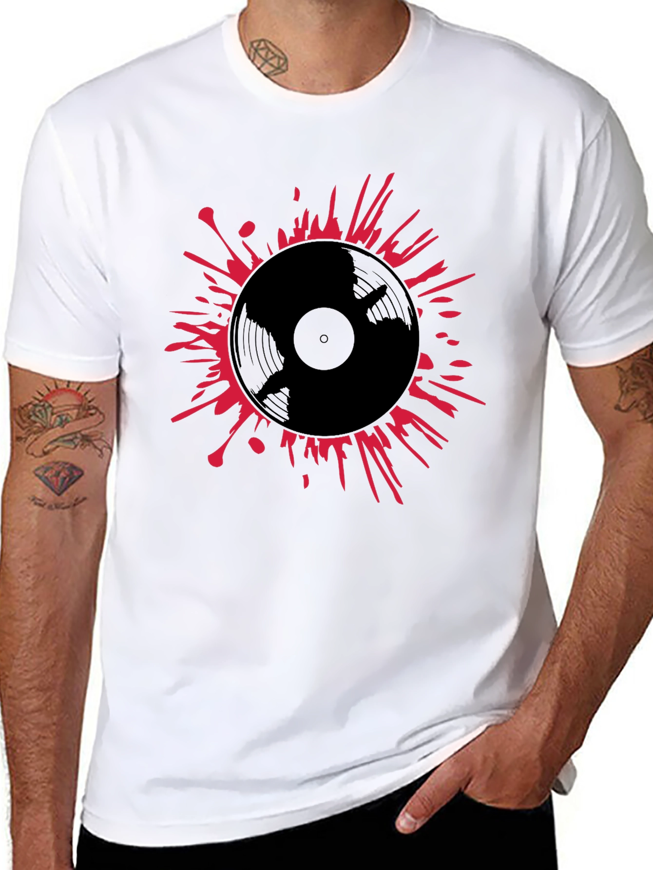 Vinyl Record Splatter T-Shirt - Black