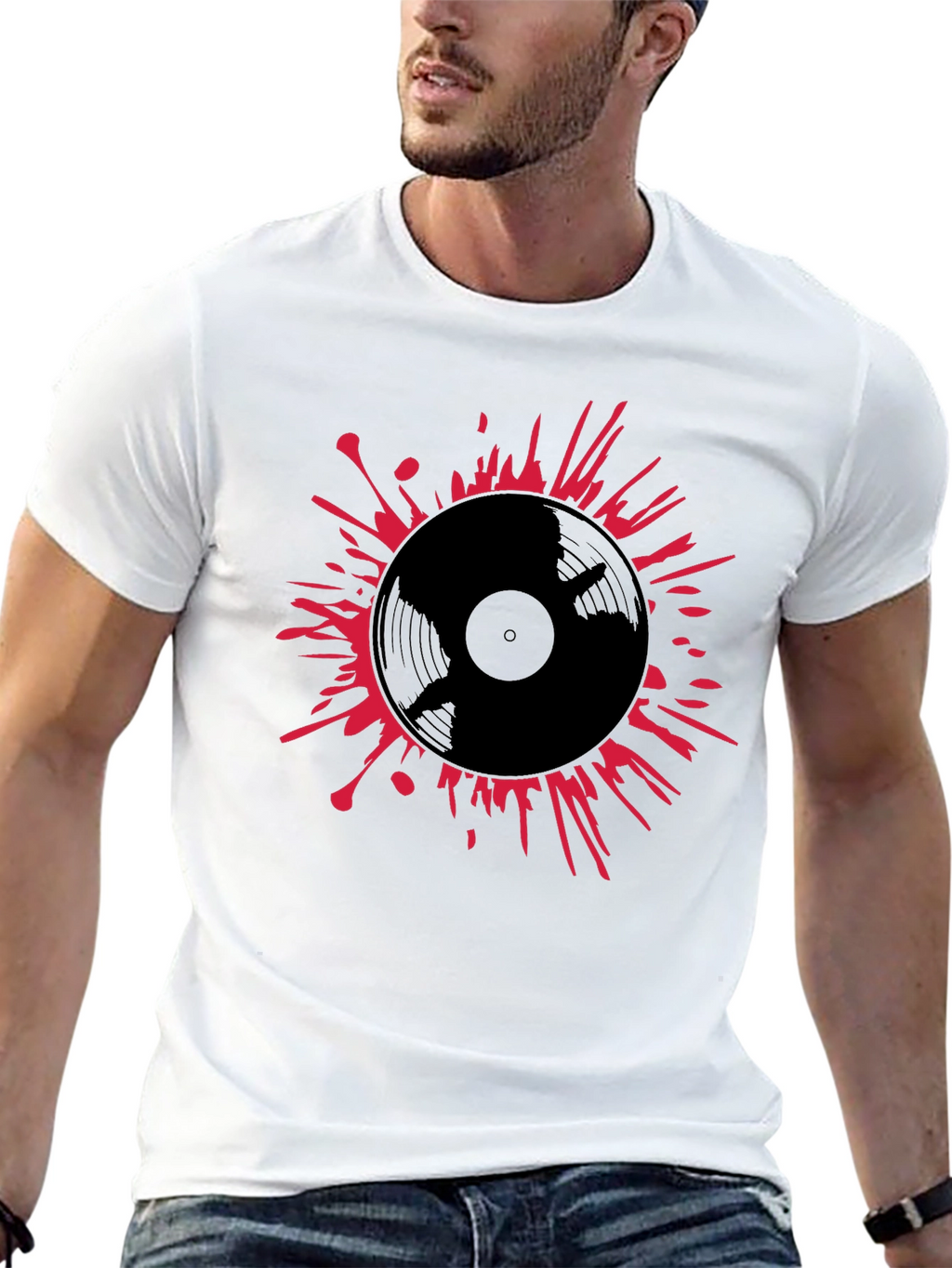 Vinyl Record Splatter T-Shirt - Black