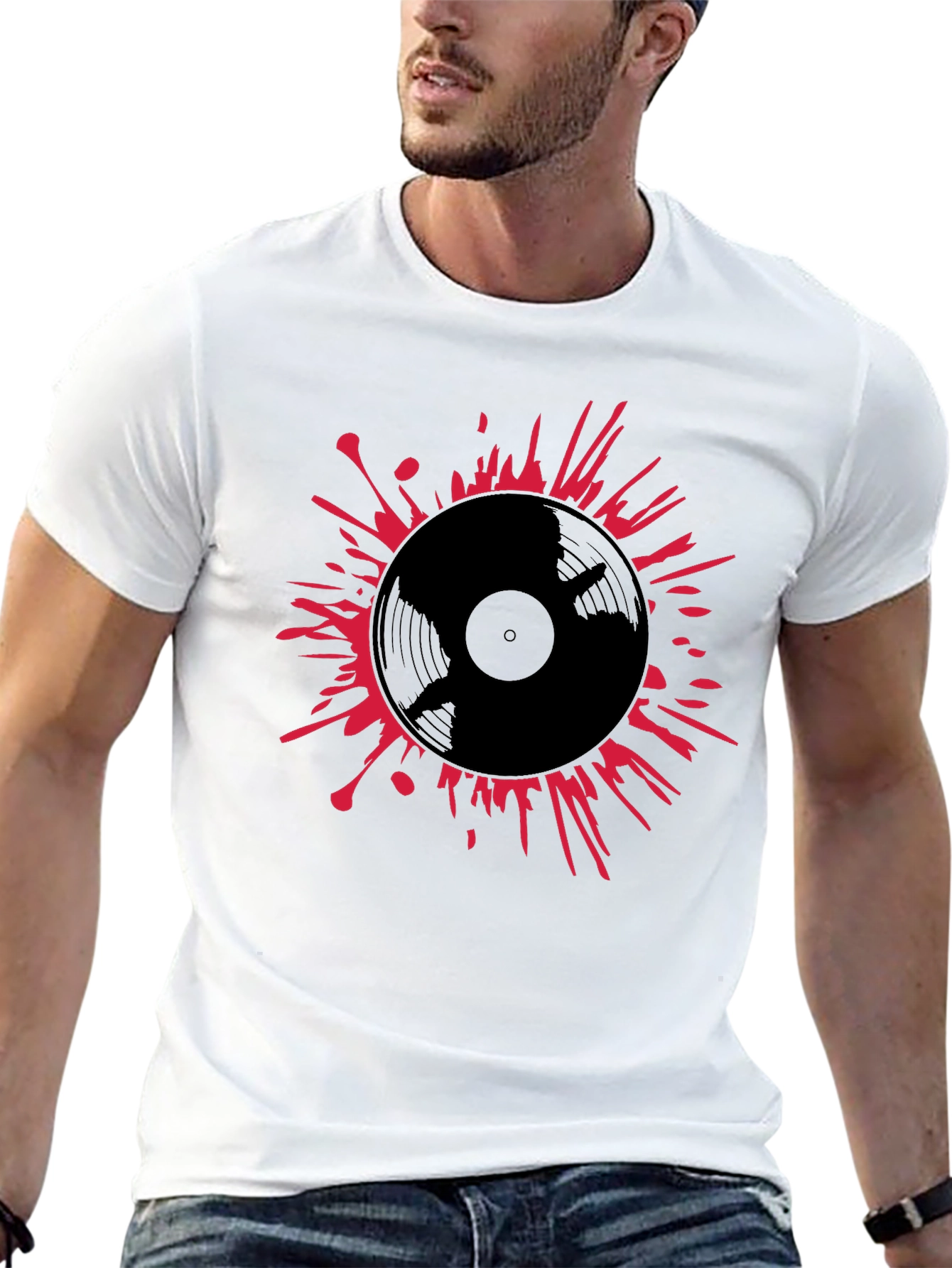 Vinyl Record Splatter T-Shirt - Black