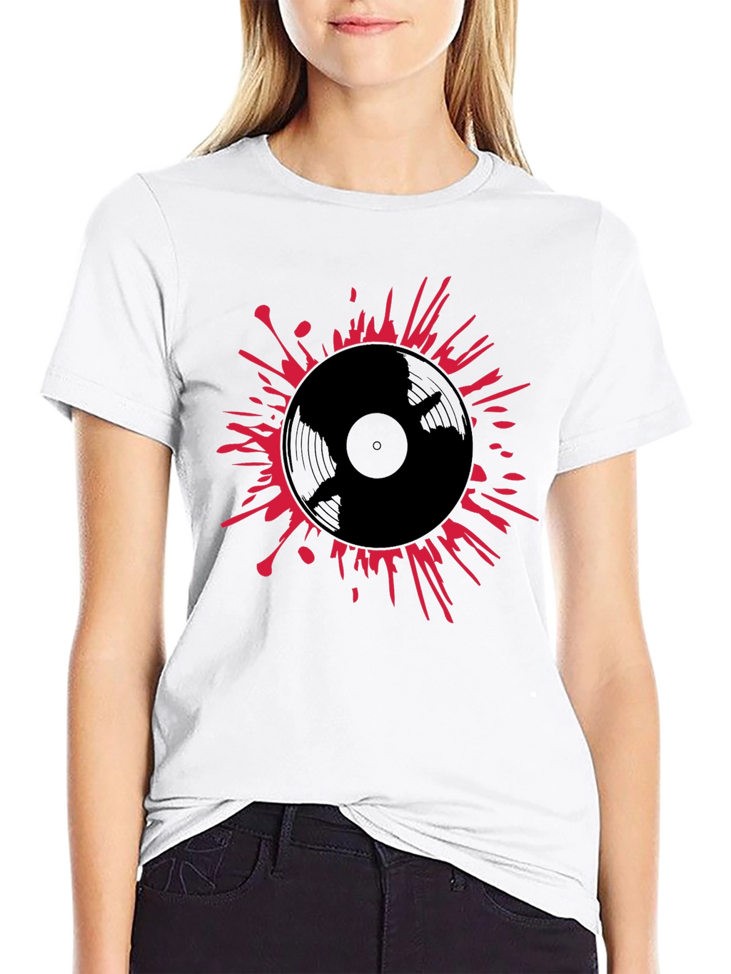 Vinyl Record Splatter T-Shirt - Black