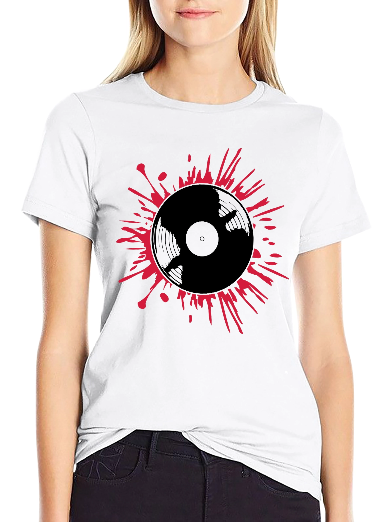 Vinyl Record Splatter T-Shirt - Black