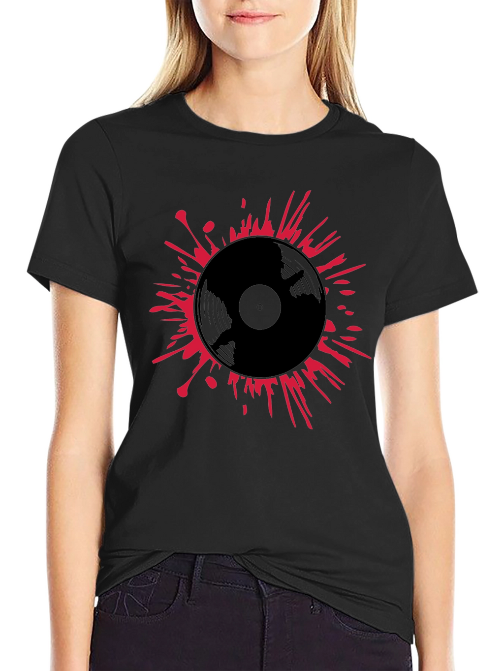 Vinyl Record Splatter T-Shirt - Black