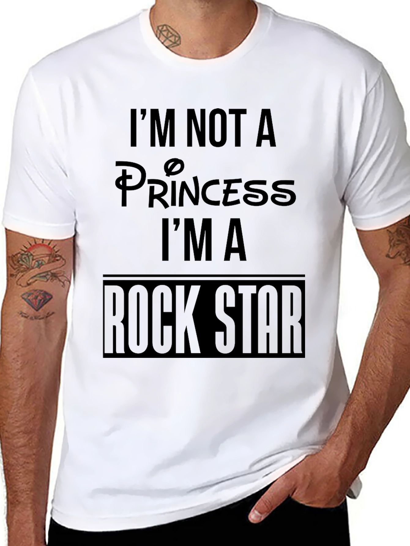 Im Not A Princess Rock Star Mens Black T-Shirt