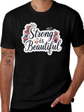 Strong is Beautiful T-Shirt - Floral Fitness Design