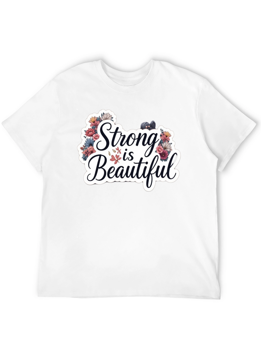 Strong is Beautiful T-Shirt - Floral Fitness Design