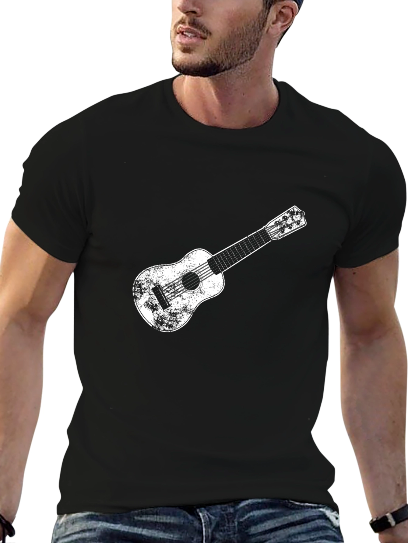 Distressed Guitar Graphic Black Tee
