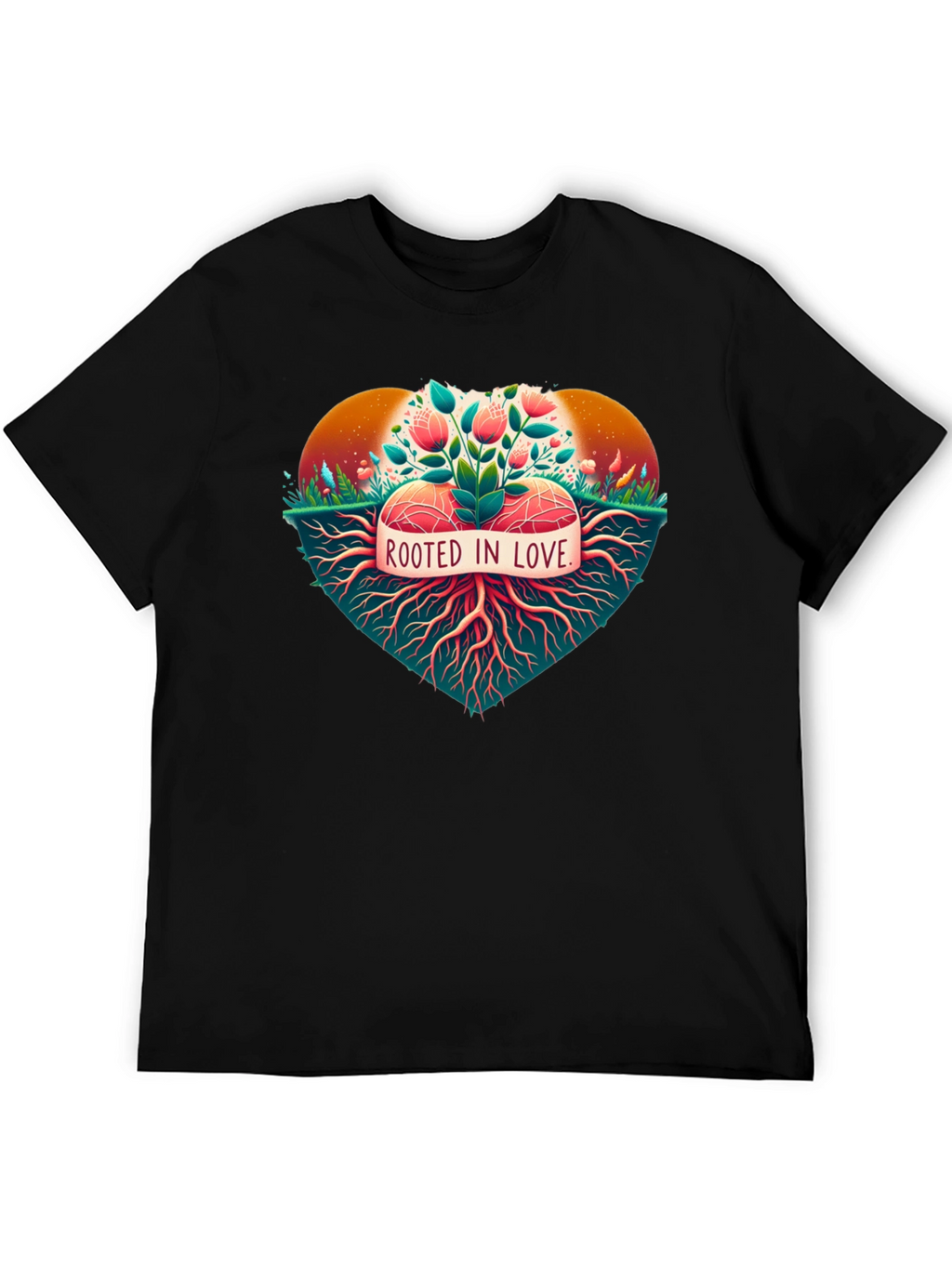 Rooted in Love Graphic Tee - Nature Heart Design