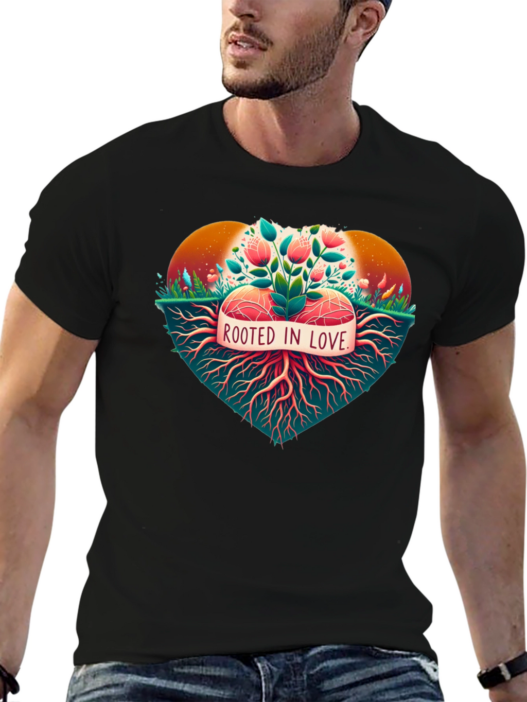 Rooted in Love Graphic Tee - Nature Heart Design