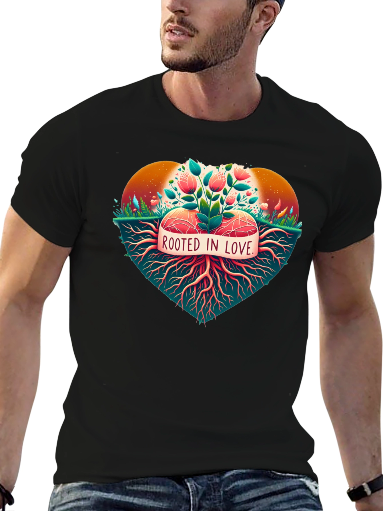Rooted in Love Graphic Tee - Nature Heart Design