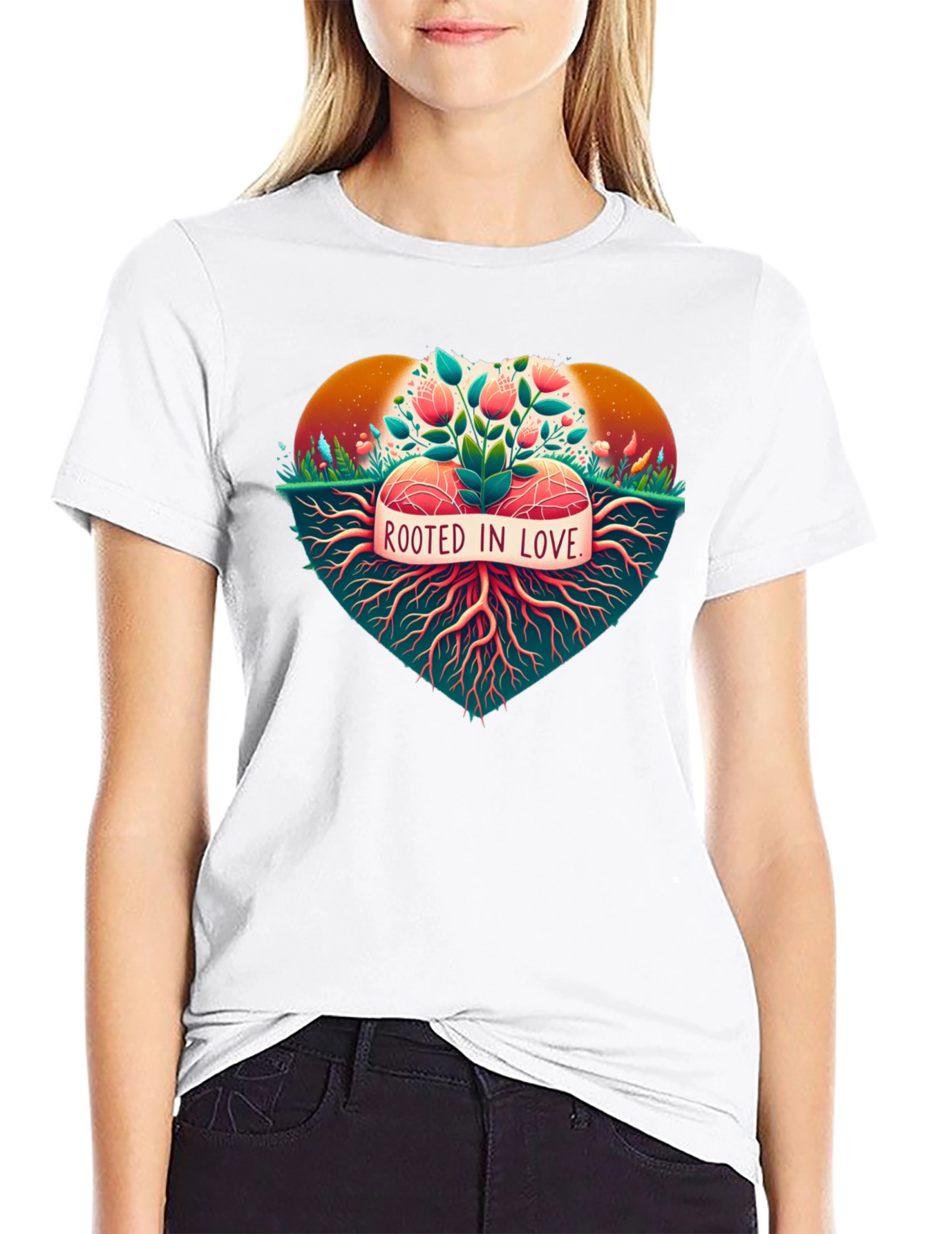 Rooted in Love Graphic Tee - Nature Heart Design