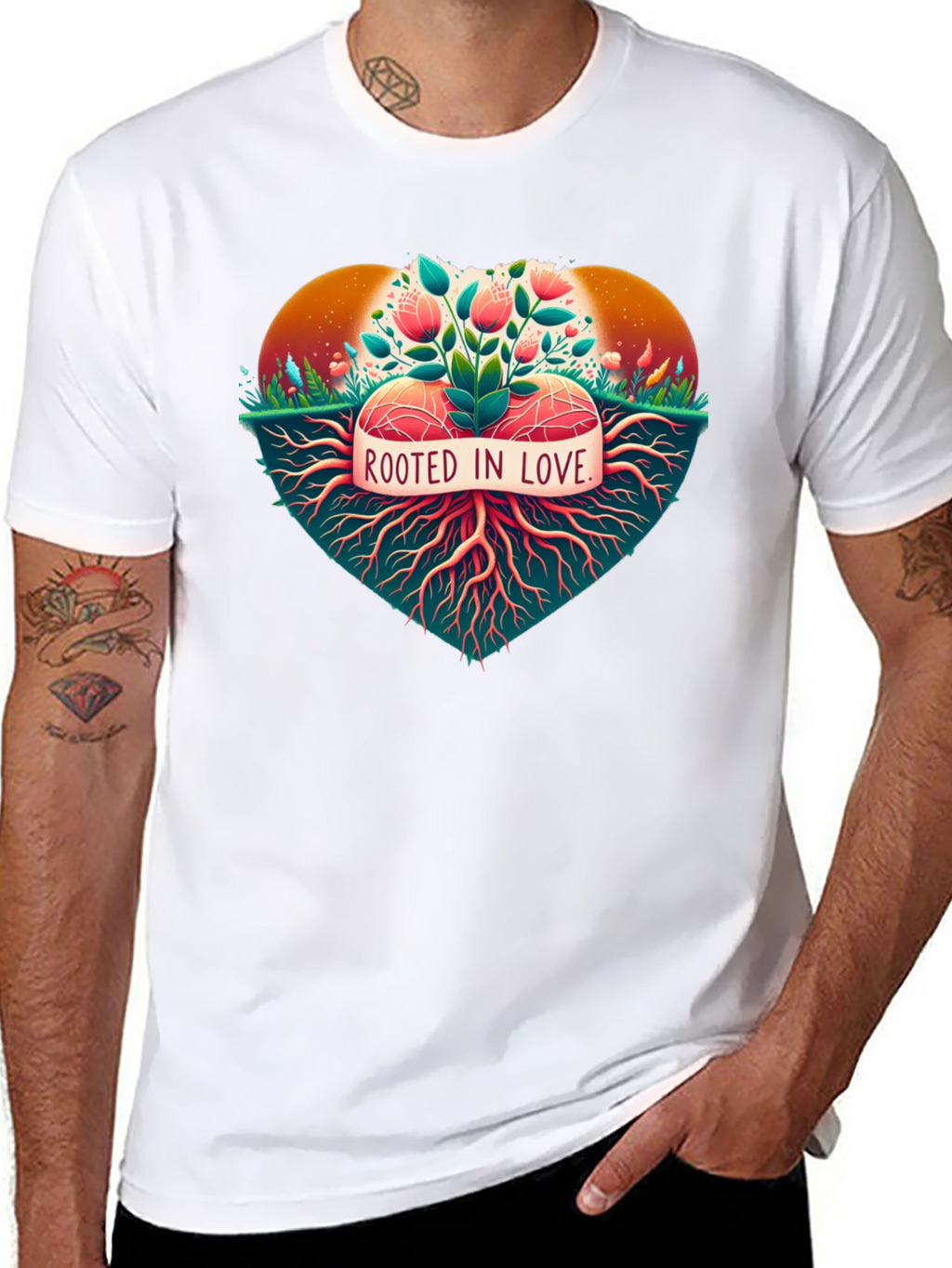 Rooted in Love Graphic Tee - Nature Heart Design