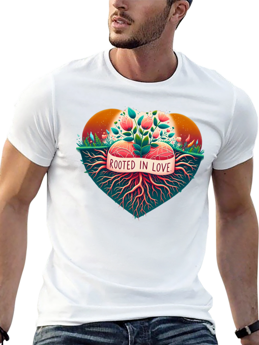 Rooted in Love Graphic Tee - Nature Heart Design