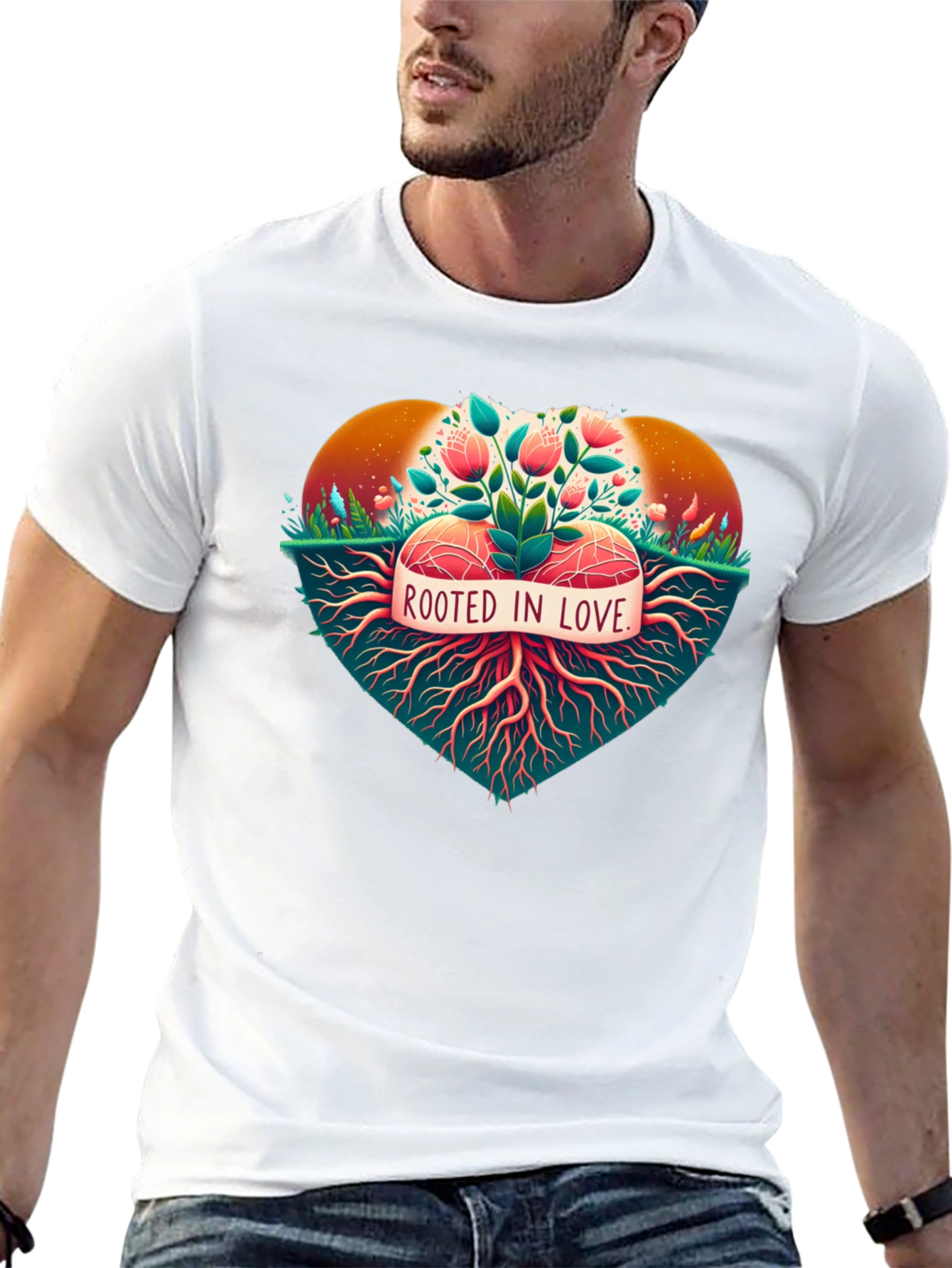 Rooted in Love Graphic Tee - Nature Heart Design