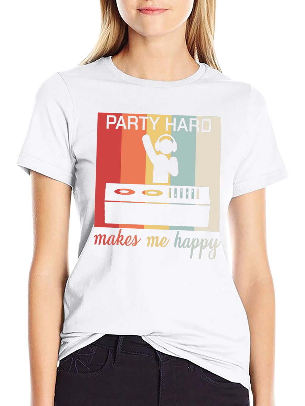 Party Hard Makes Me Happy Retro Graphic Tee