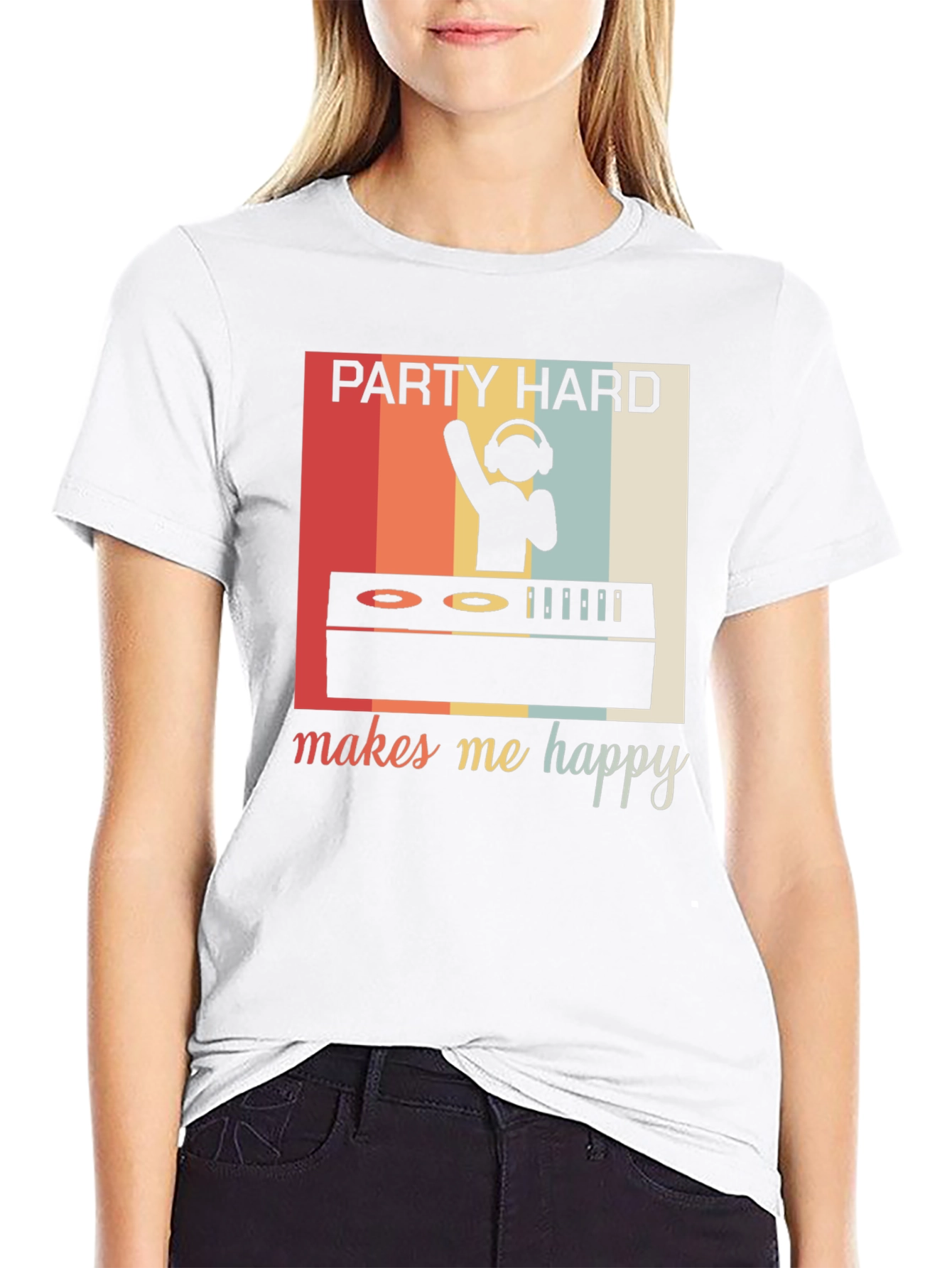 Party Hard Makes Me Happy Retro Graphic Tee