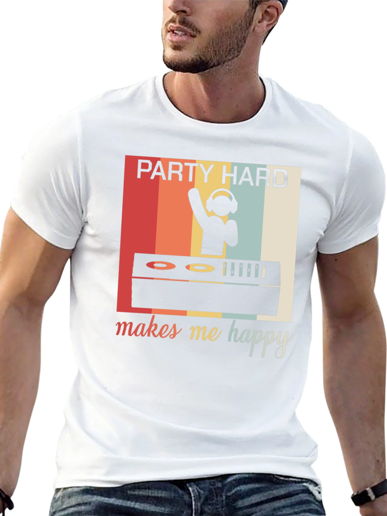 Party Hard Makes Me Happy Retro Graphic Tee